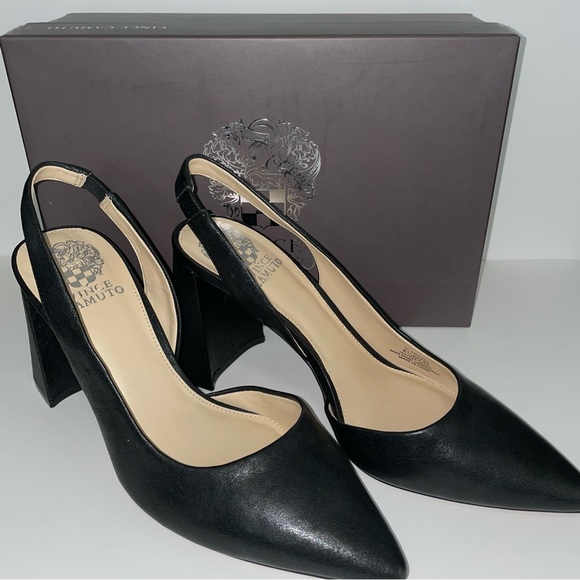 Vince Camuto Pointed Toe block heels Women’s Size 8 1/2 Black - Picture 7 of 7